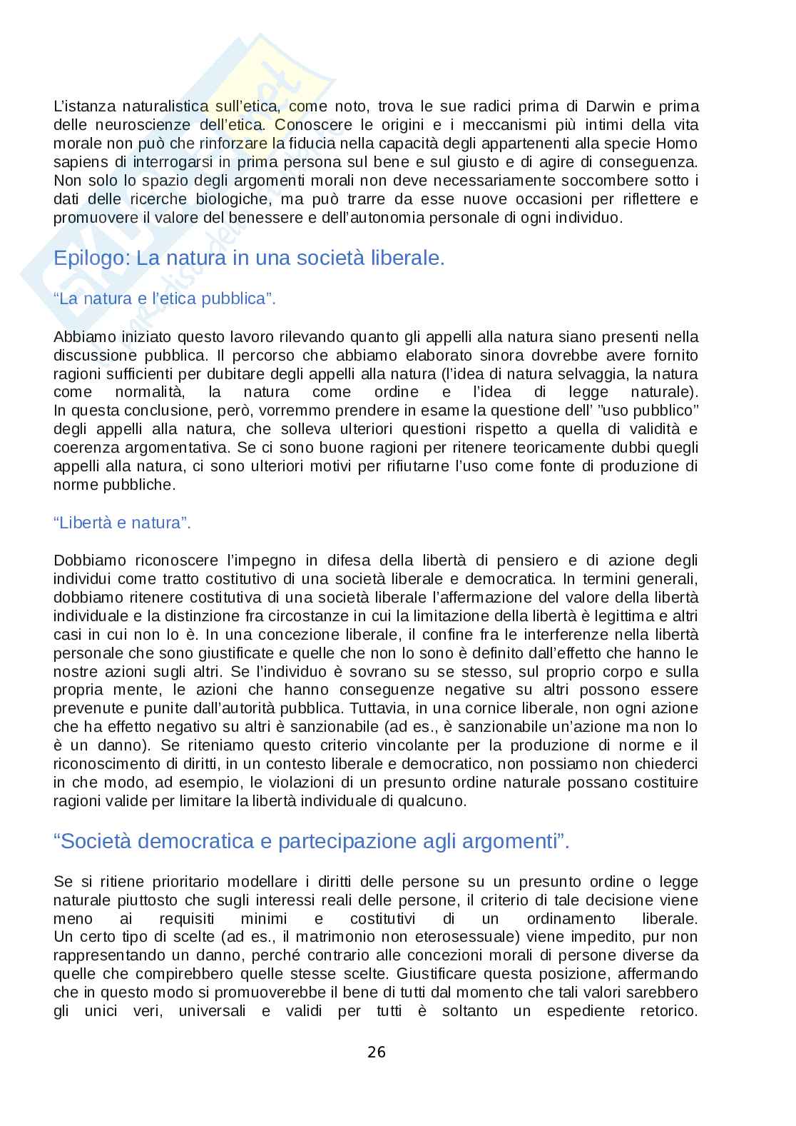 Riassunto esame Etica naturalistica, Prof. Celotti Fabio, libro consigliato La morale della natura , Simone Pollo Pag. 26