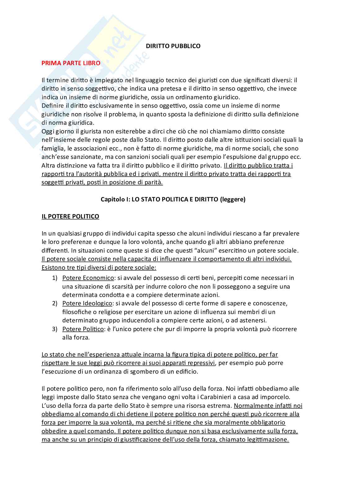 Diritto pubblico esame orale Istituzioni di diritto pubblico Pag. 1