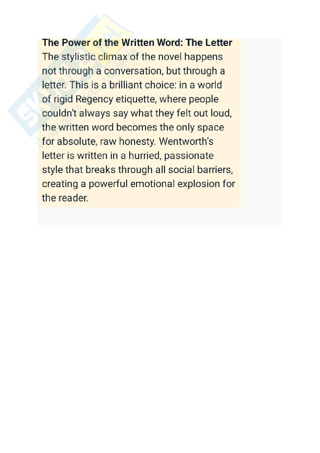 Riassunto esame Letteratura inglese, Prof. Angeletti Gioia, libro consigliato Persuasion, Austen Pag. 6