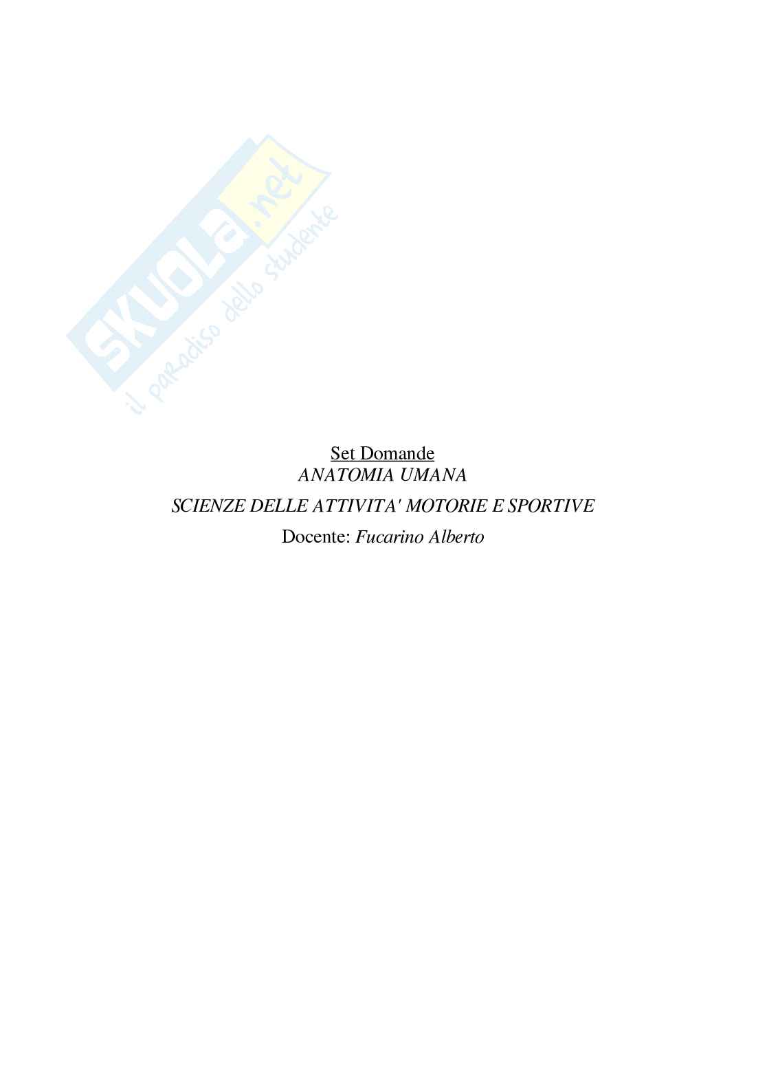 Paniere Anatomia umana - (2026) - Risposte multiple corrette Pag. 2