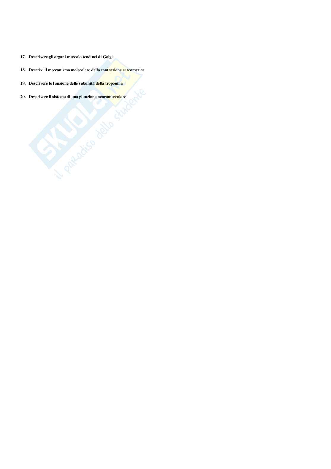 Paniere Anatomia umana - (2026) - Risposte multiple corrette Pag. 21