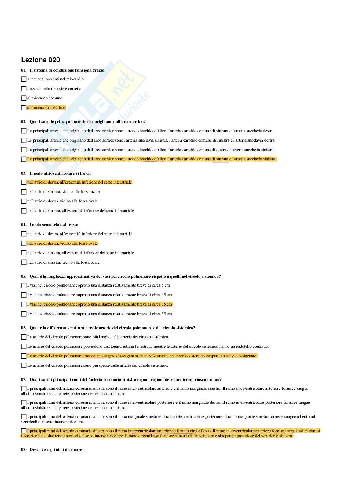 Paniere Anatomia umana - (2026) - Risposte multiple corrette Pag. 31