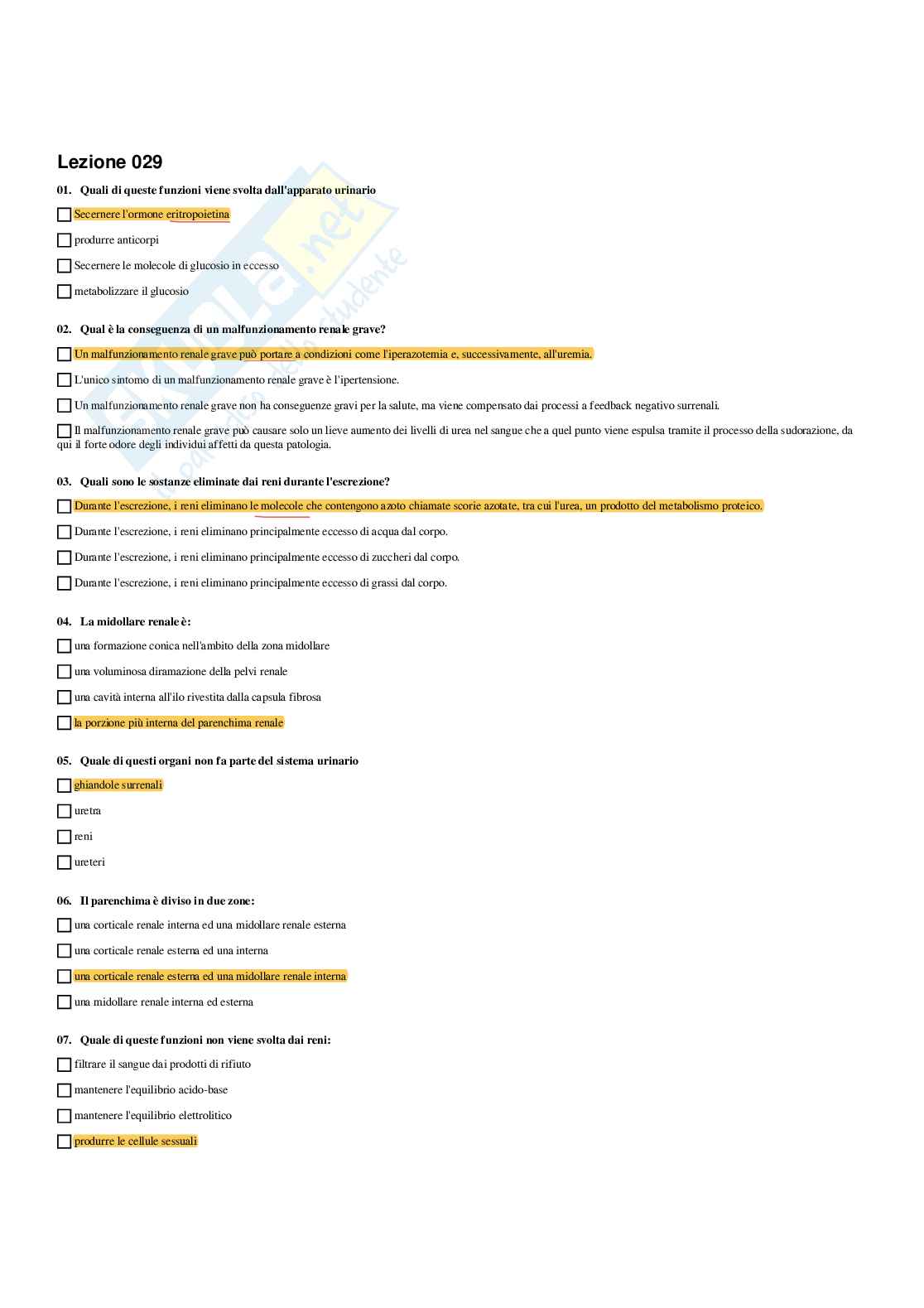 Paniere Anatomia umana - (2026) - Risposte multiple corrette Pag. 41