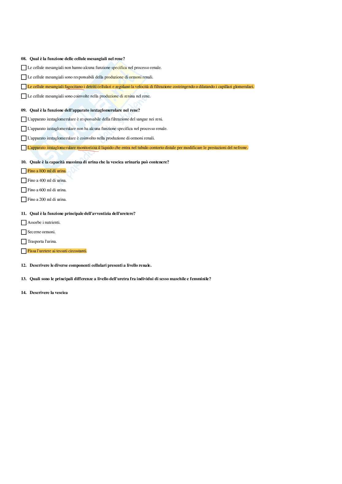 Paniere Anatomia umana - (2026) - Risposte multiple corrette Pag. 46