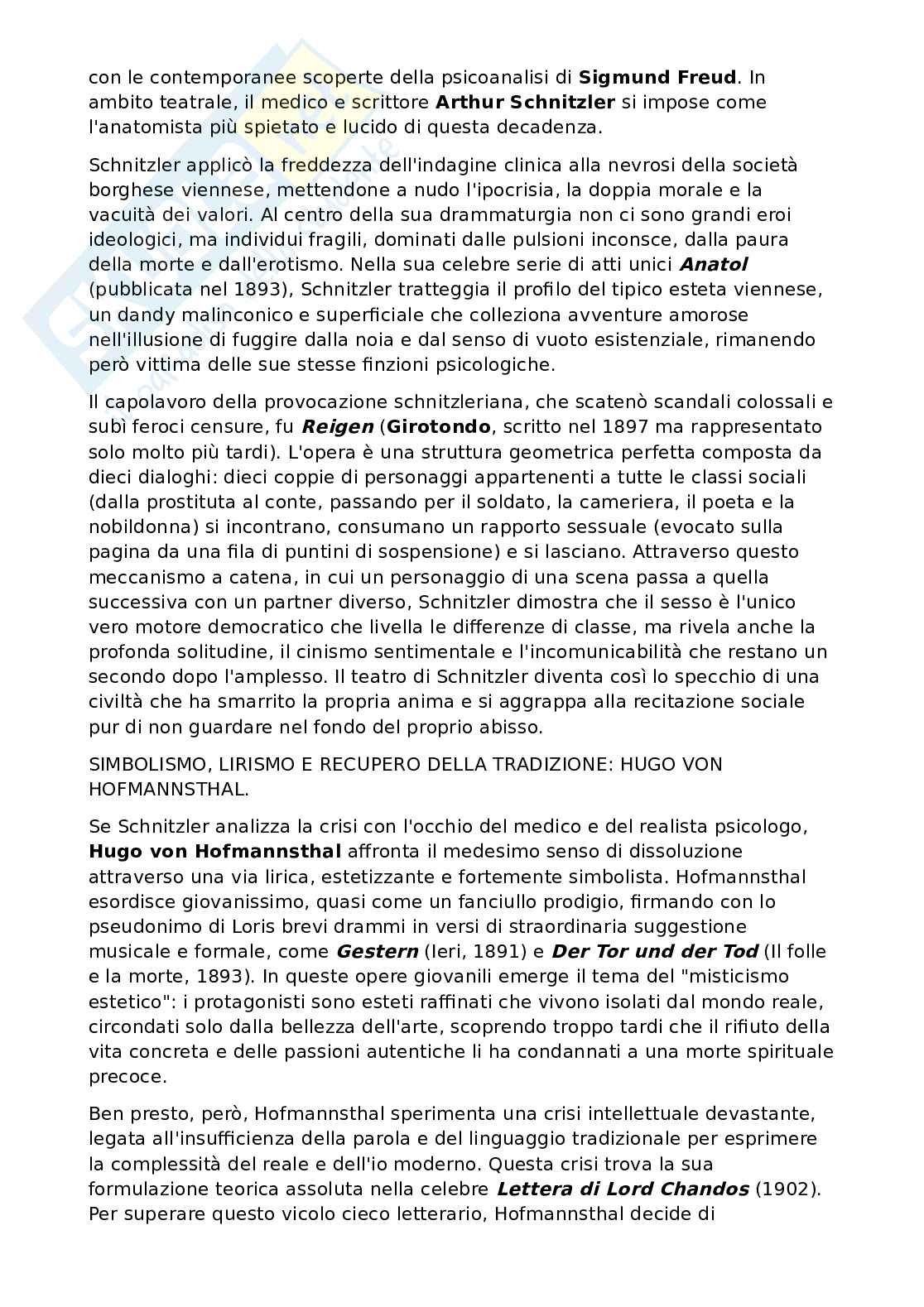 Riassunto esame Letteratura tedesca, Prof. Di Mauro Paola, libro consigliato Il teatro tedesco del Novecento , Scamardi Pag. 2