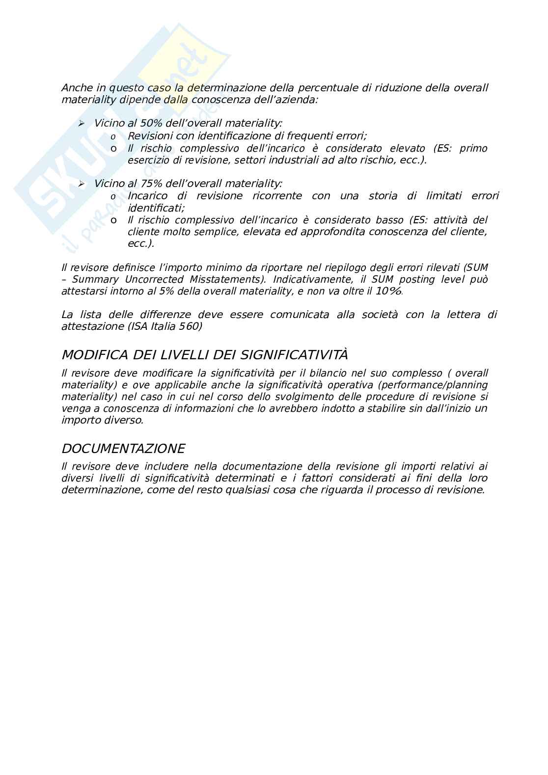 Appunti di Revisione e certificazione contabile Pag. 11