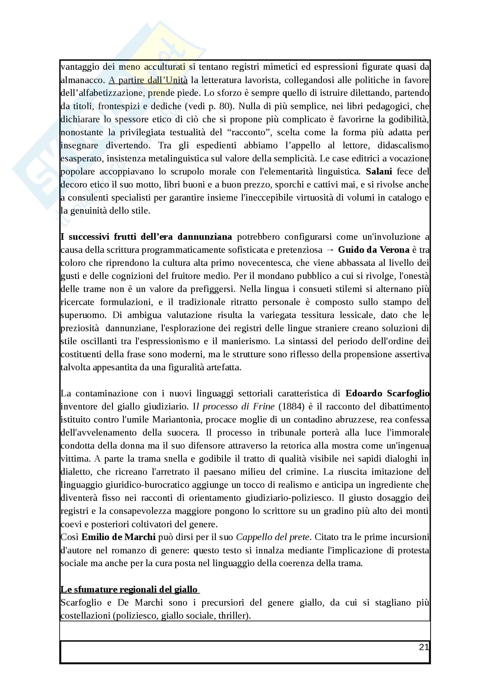 Riassunto esame di Lingua e cultura italiana, prof. Viale, libro consigliato Paraletteratura Pag. 21