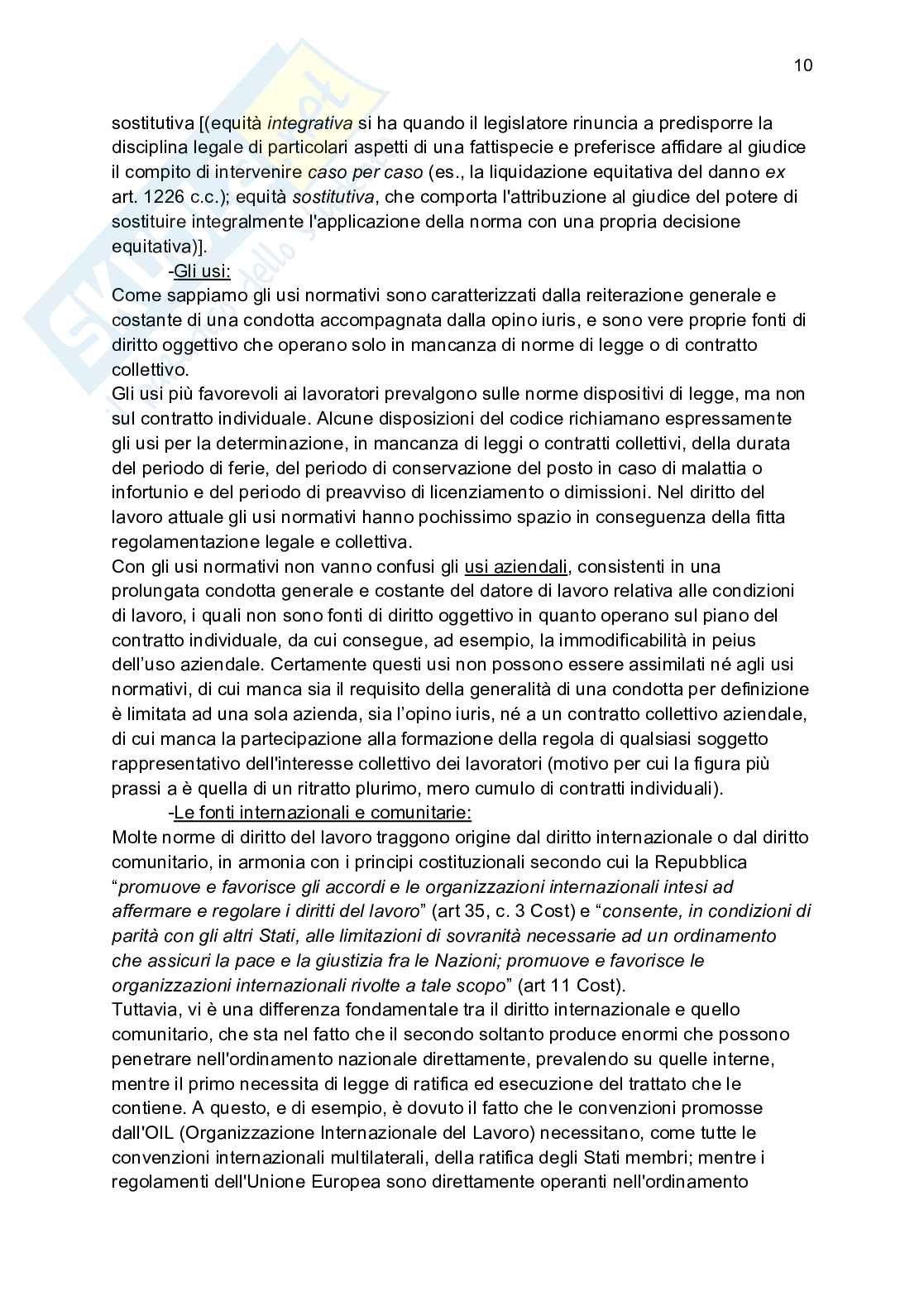 Riassunto esame Diritto del lavoro, Prof. Pisani Carlo, libro consigliato Breviario di diritto del lavoro, Vallebona Pag. 11