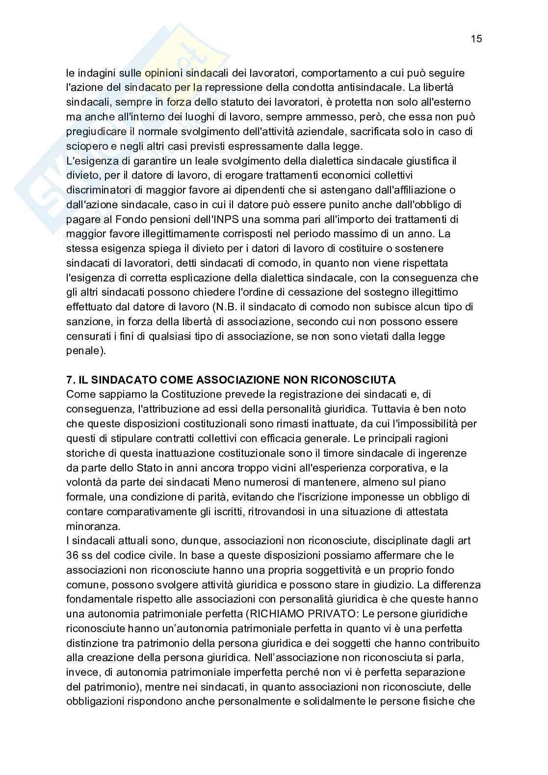 Riassunto esame Diritto del lavoro, Prof. Pisani Carlo, libro consigliato Breviario di diritto del lavoro, Vallebona Pag. 16