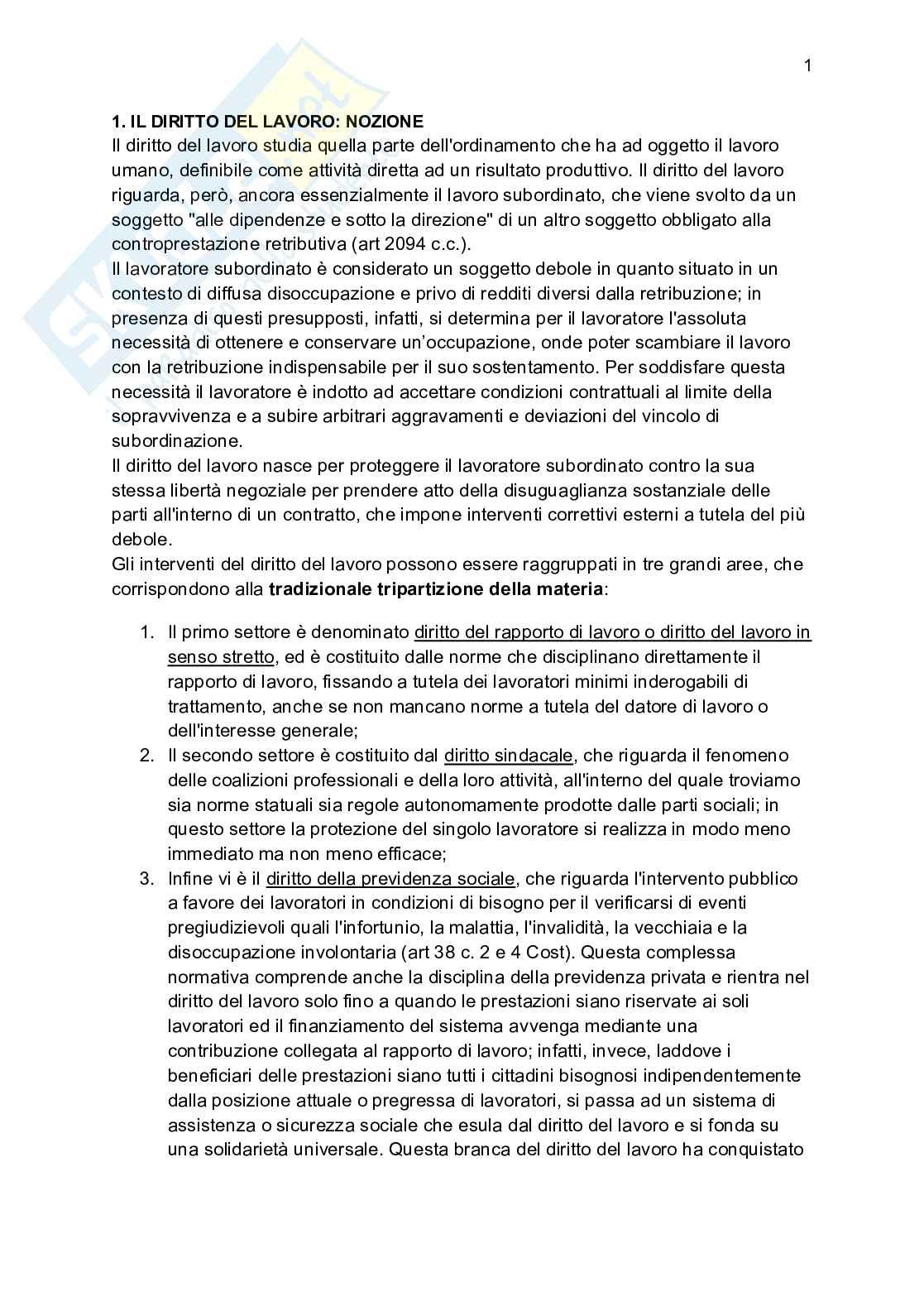 Riassunto esame Diritto del lavoro, Prof. Pisani Carlo, libro consigliato Breviario di diritto del lavoro, Vallebona Pag. 2