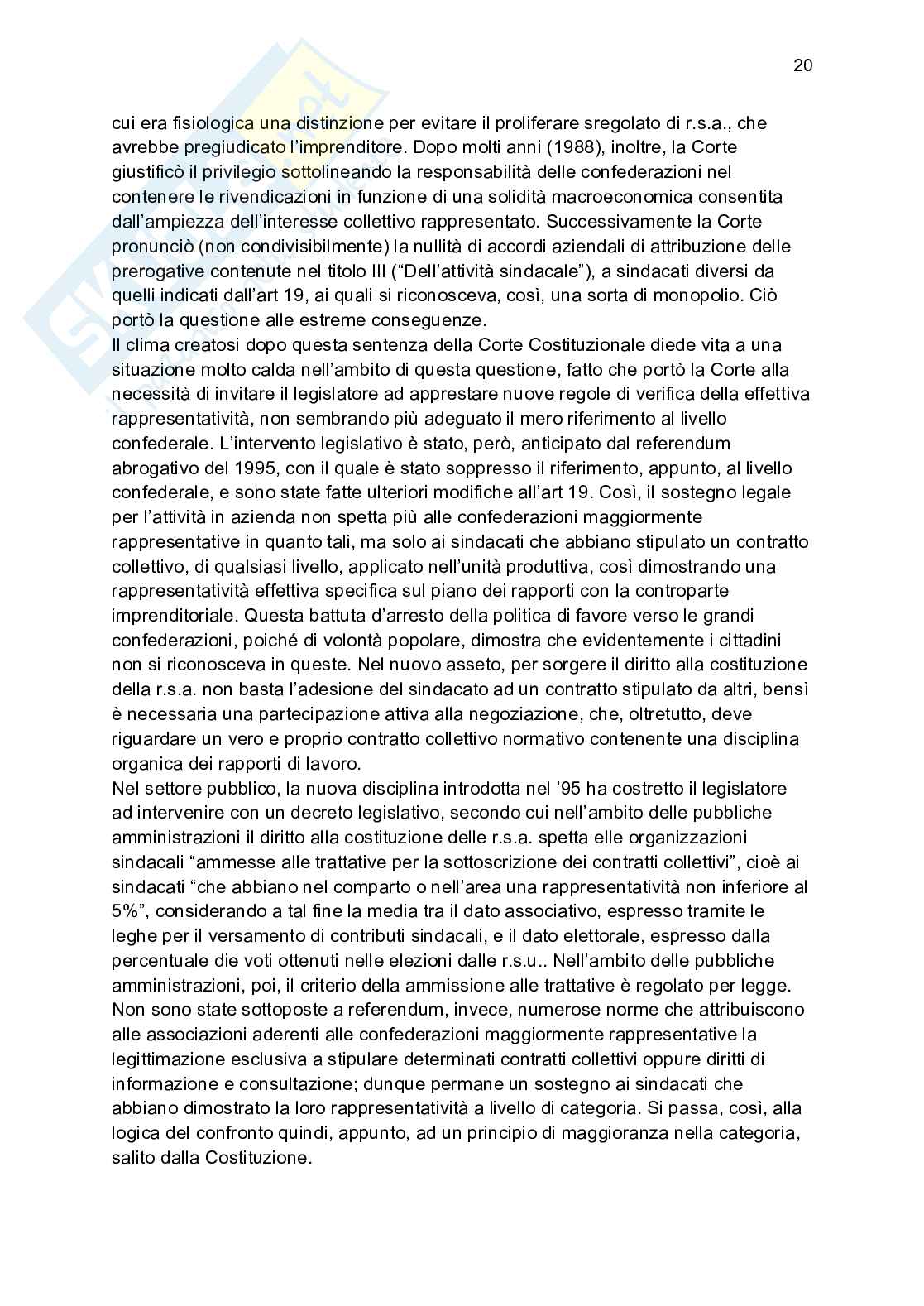 Riassunto esame Diritto del lavoro, Prof. Pisani Carlo, libro consigliato Breviario di diritto del lavoro, Vallebona Pag. 21