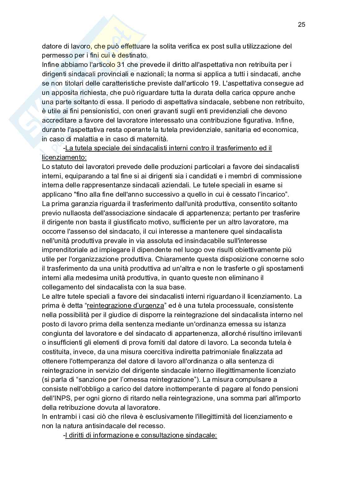 Riassunto esame Diritto del lavoro, Prof. Pisani Carlo, libro consigliato Breviario di diritto del lavoro, Vallebona Pag. 26