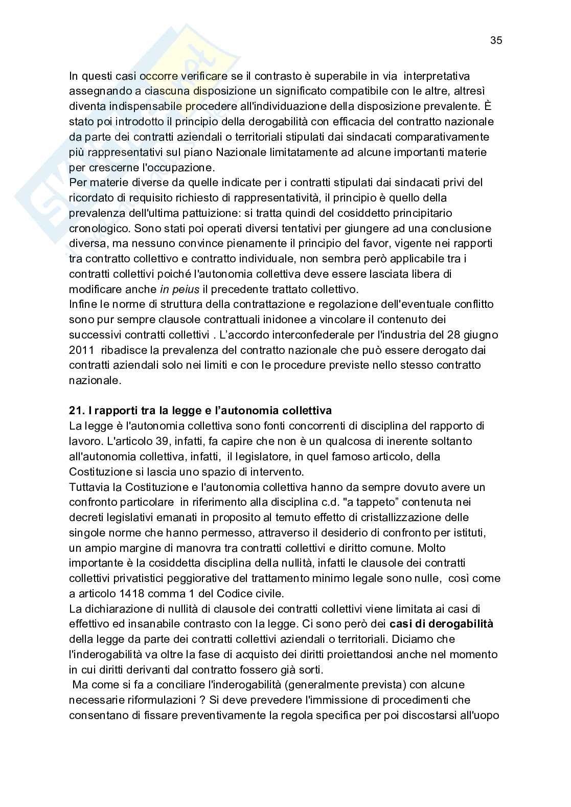 Riassunto esame Diritto del lavoro, Prof. Pisani Carlo, libro consigliato Breviario di diritto del lavoro, Vallebona Pag. 36
