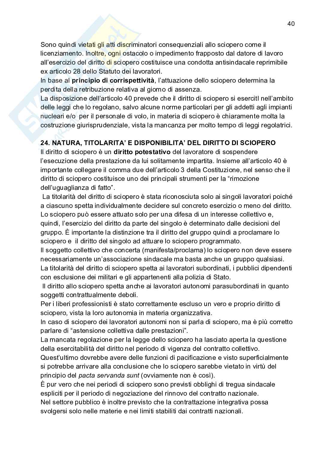 Riassunto esame Diritto del lavoro, Prof. Pisani Carlo, libro consigliato Breviario di diritto del lavoro, Vallebona Pag. 41