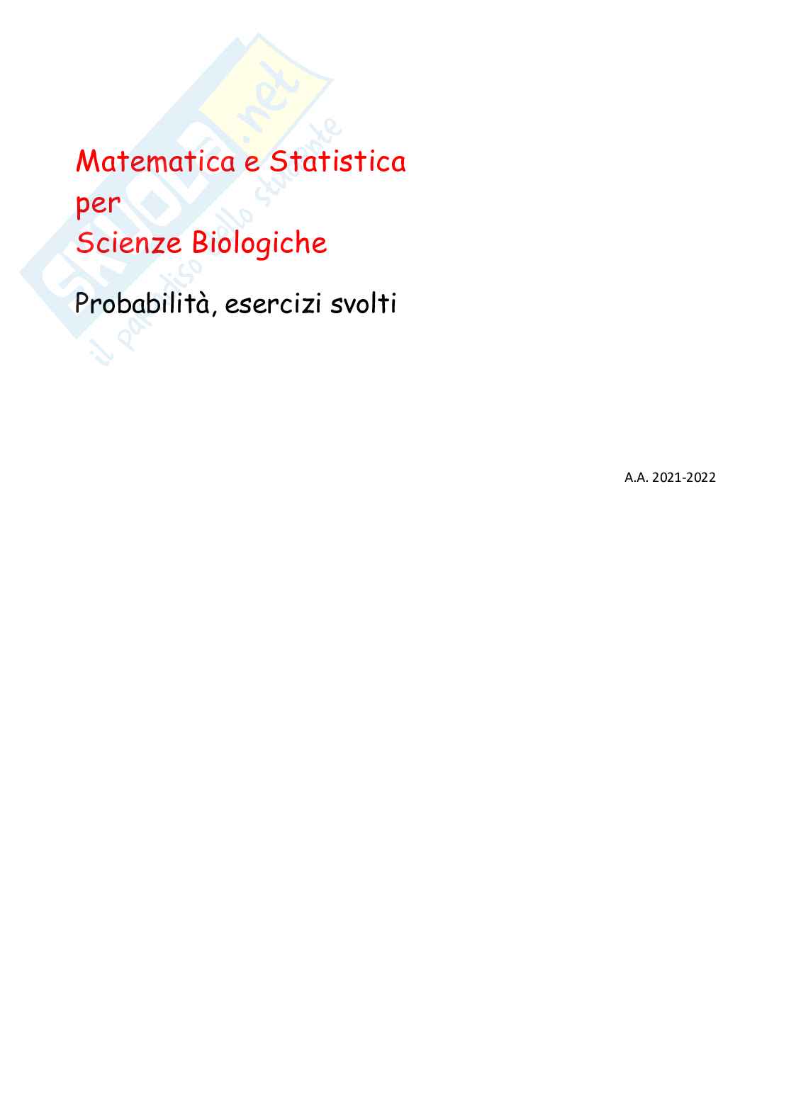 Matematica e statistica - esercizi svolti Pag. 1