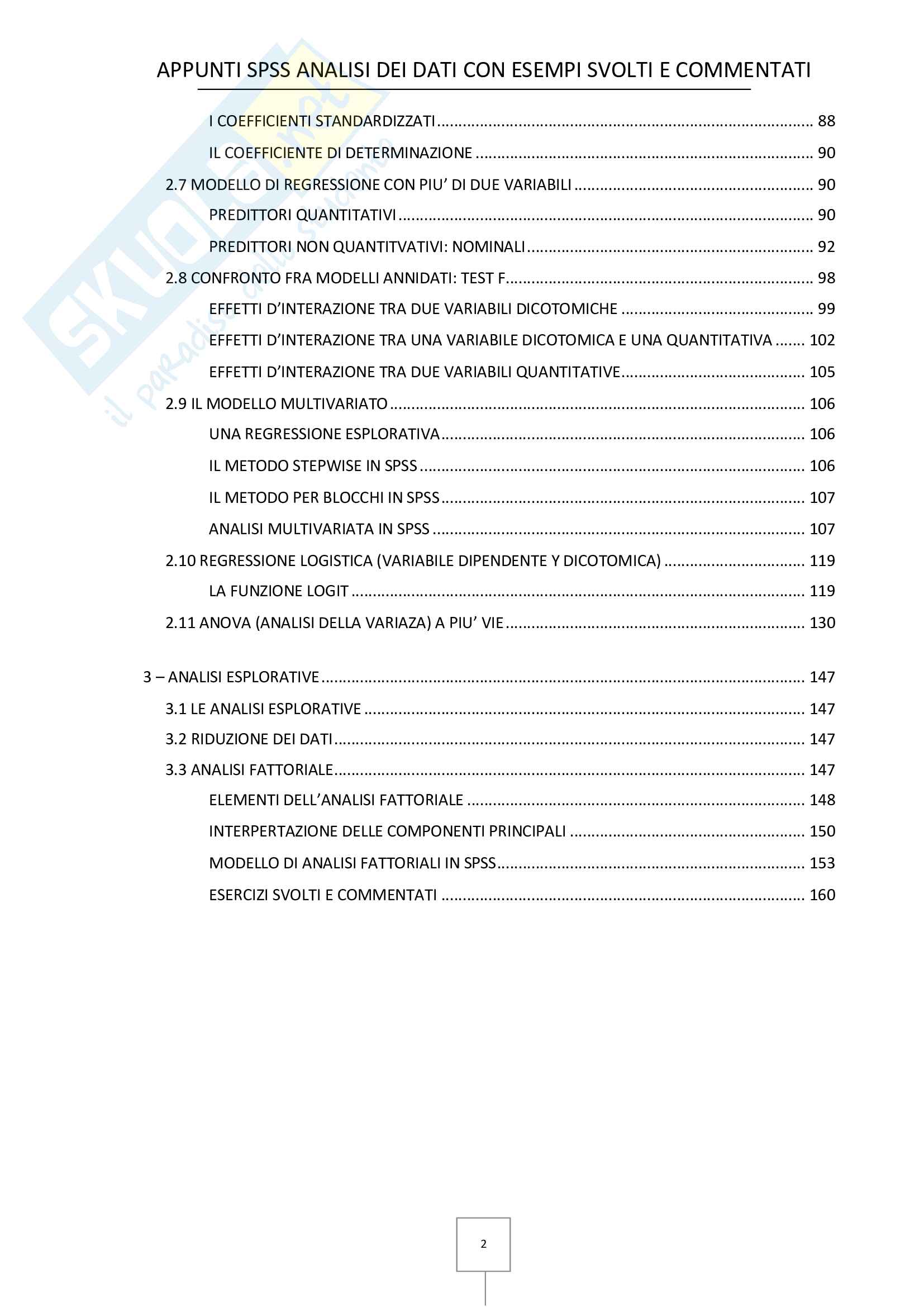 Appunti SPSS Analisi dei dati con esempi svolti e commentati Pag. 2