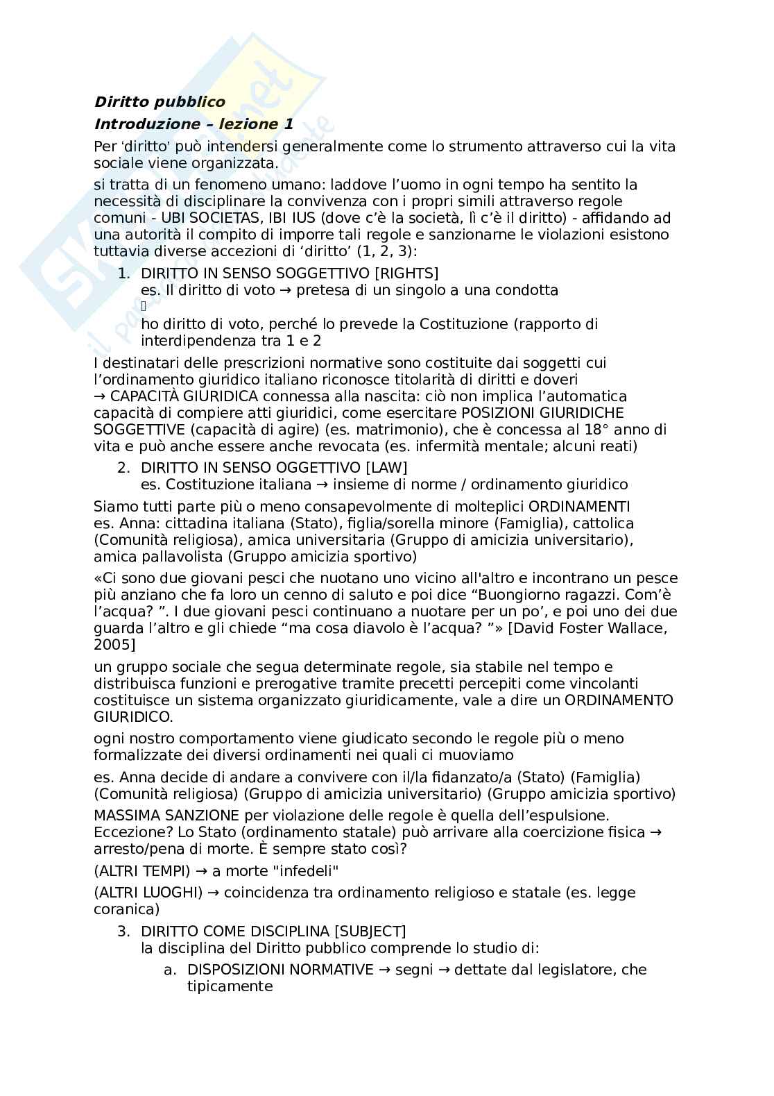 Appunti Diritto pubblico Pag. 1