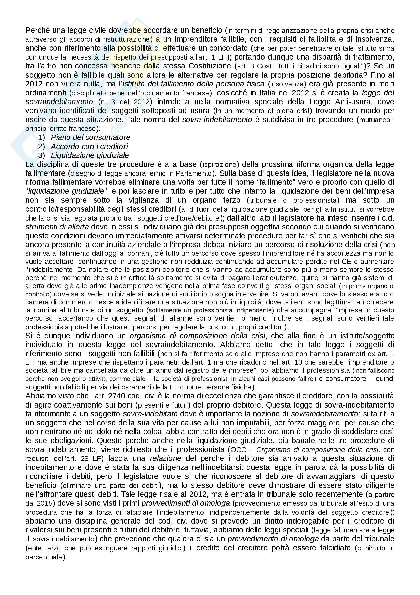Riassunto esame Diritto fallimentare, prof. Cesqui. Libro consigliato Diritto della crisi delle imprese, Nigro, Vattermoli Pag. 46