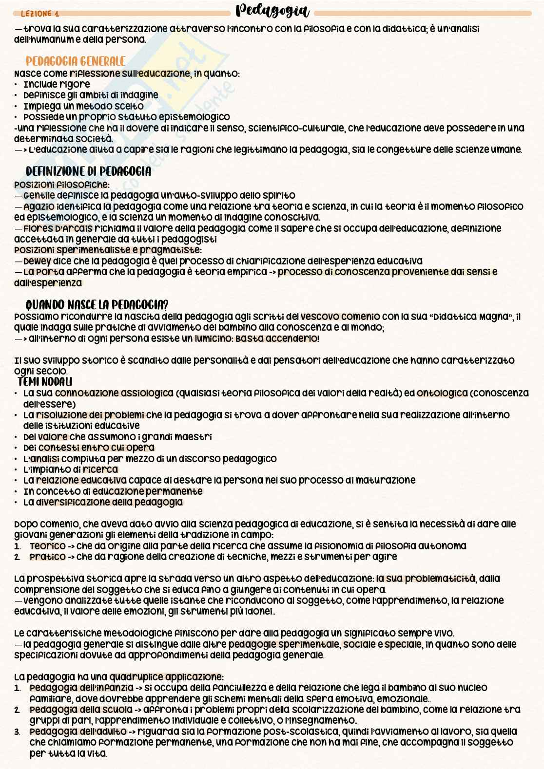 Pedagogia generale e sociale Pag. 1