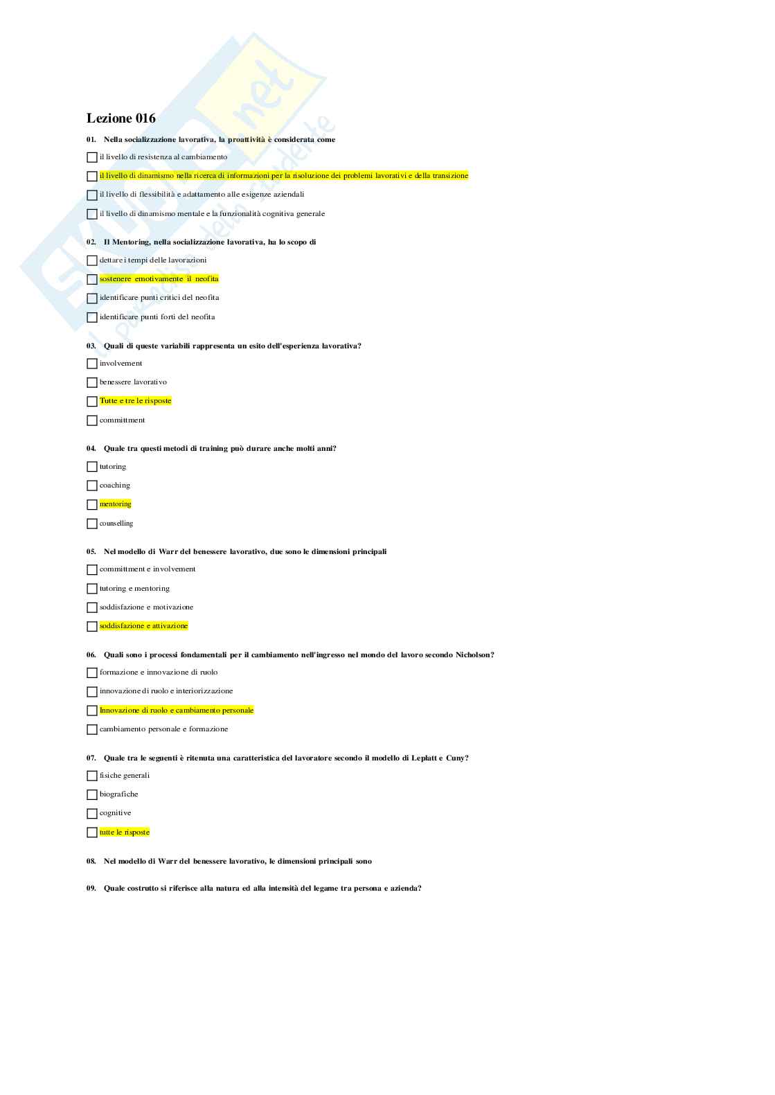 Psicologia delle organizzazioni Pag. 16