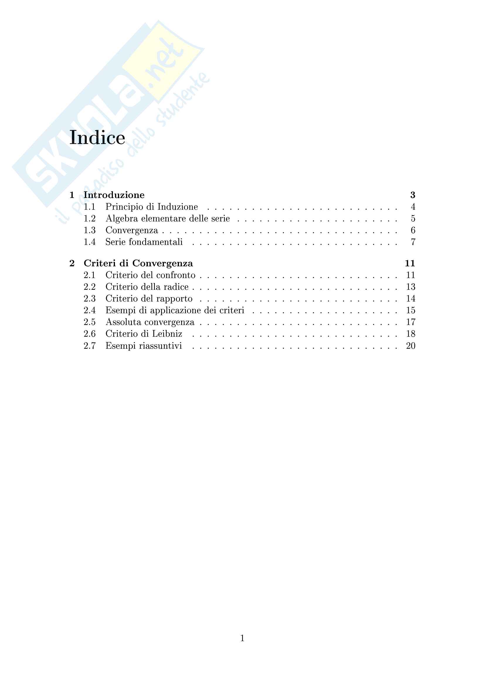 Serie Numeriche Pag. 1