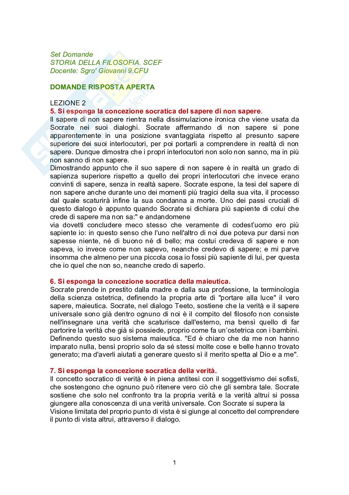 Paniere Storia della filosofia - Risposte aperte - aggiornato (2026) Pag. 2