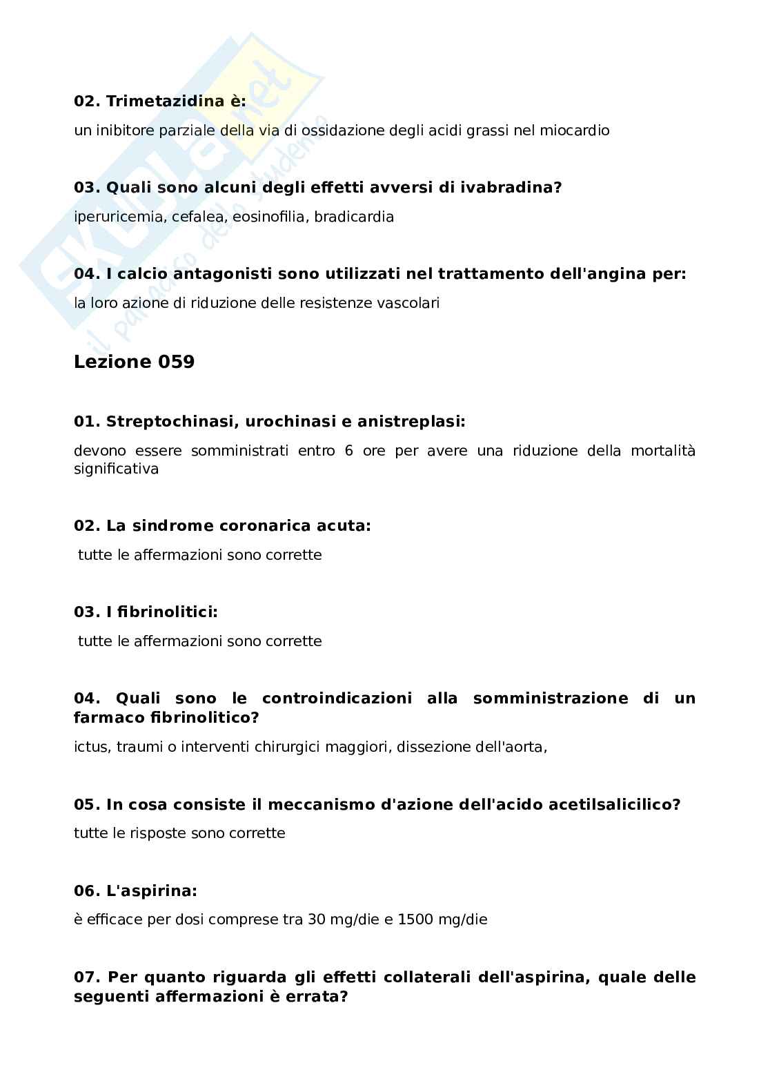 Domande chiuse + domande fuori paniere di Farmacologia Pag. 86