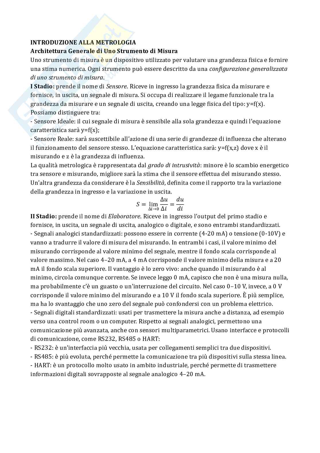 Prima parte appunti Misure Pag. 1