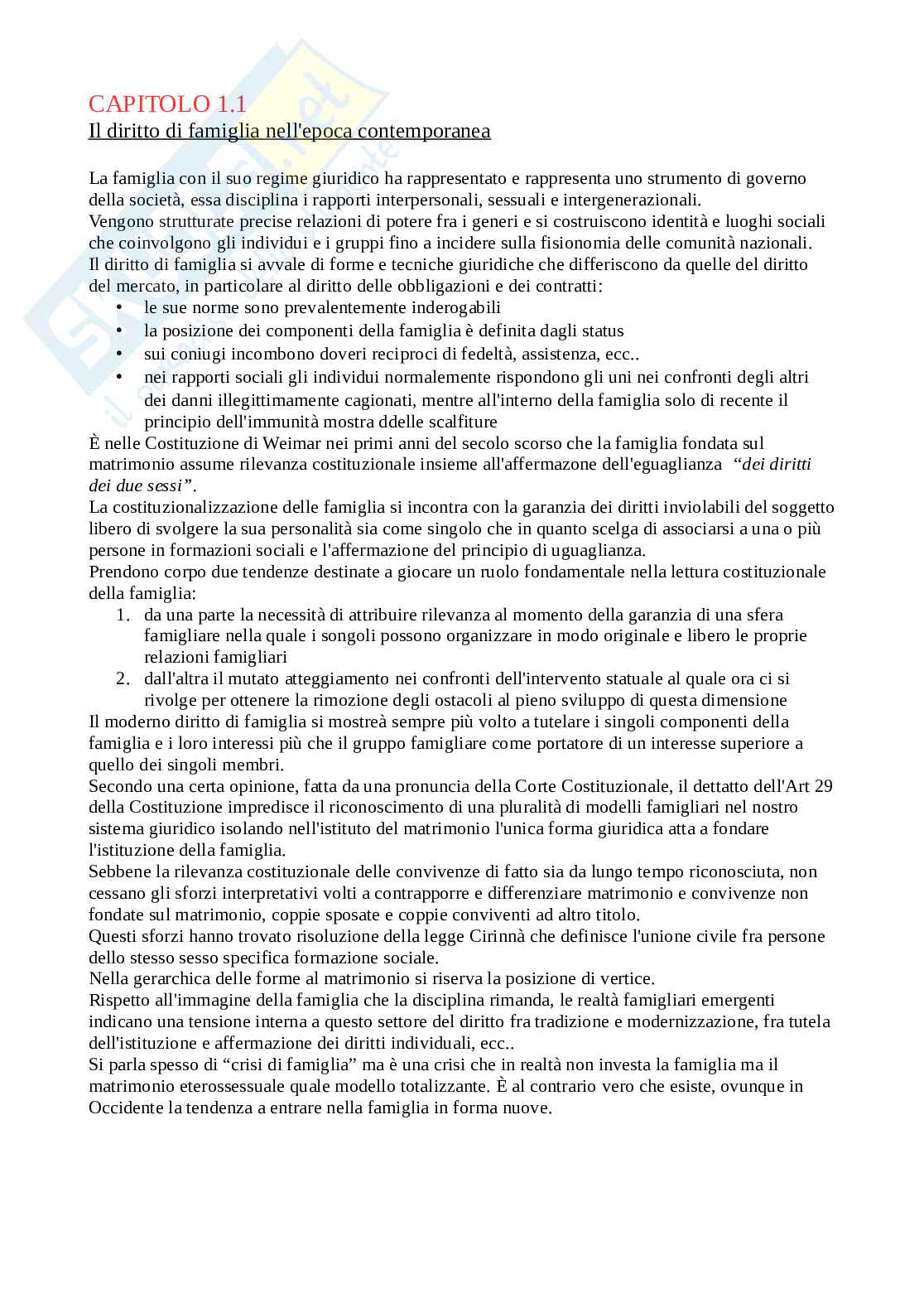 Appunti semplificati diritto di famiglia Pag. 1