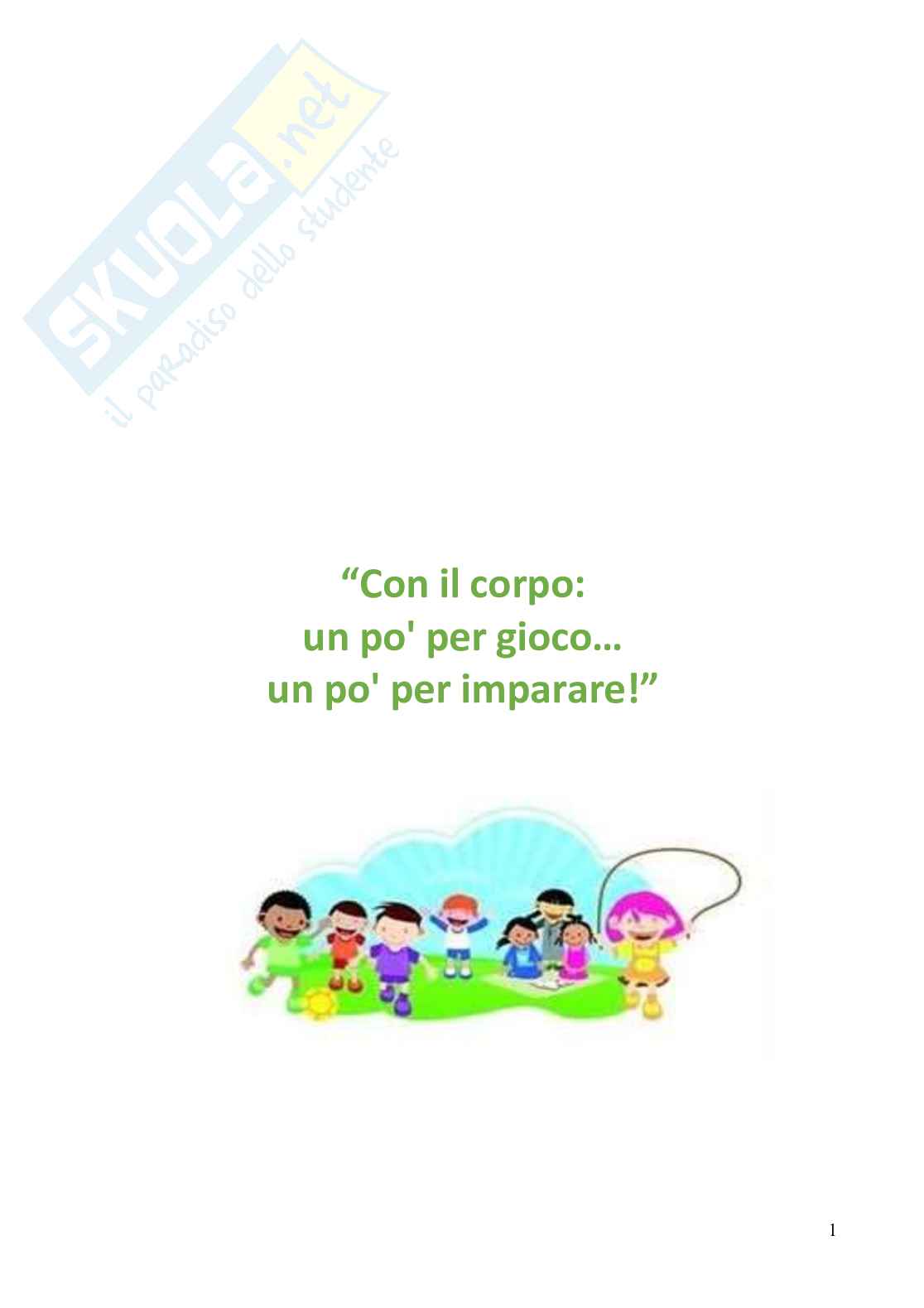 Esempio Uda lezione simulata per la scuola dell'infanzia o primaria e concorsi pubblici dal titolo imparare con il corpo Pag. 1