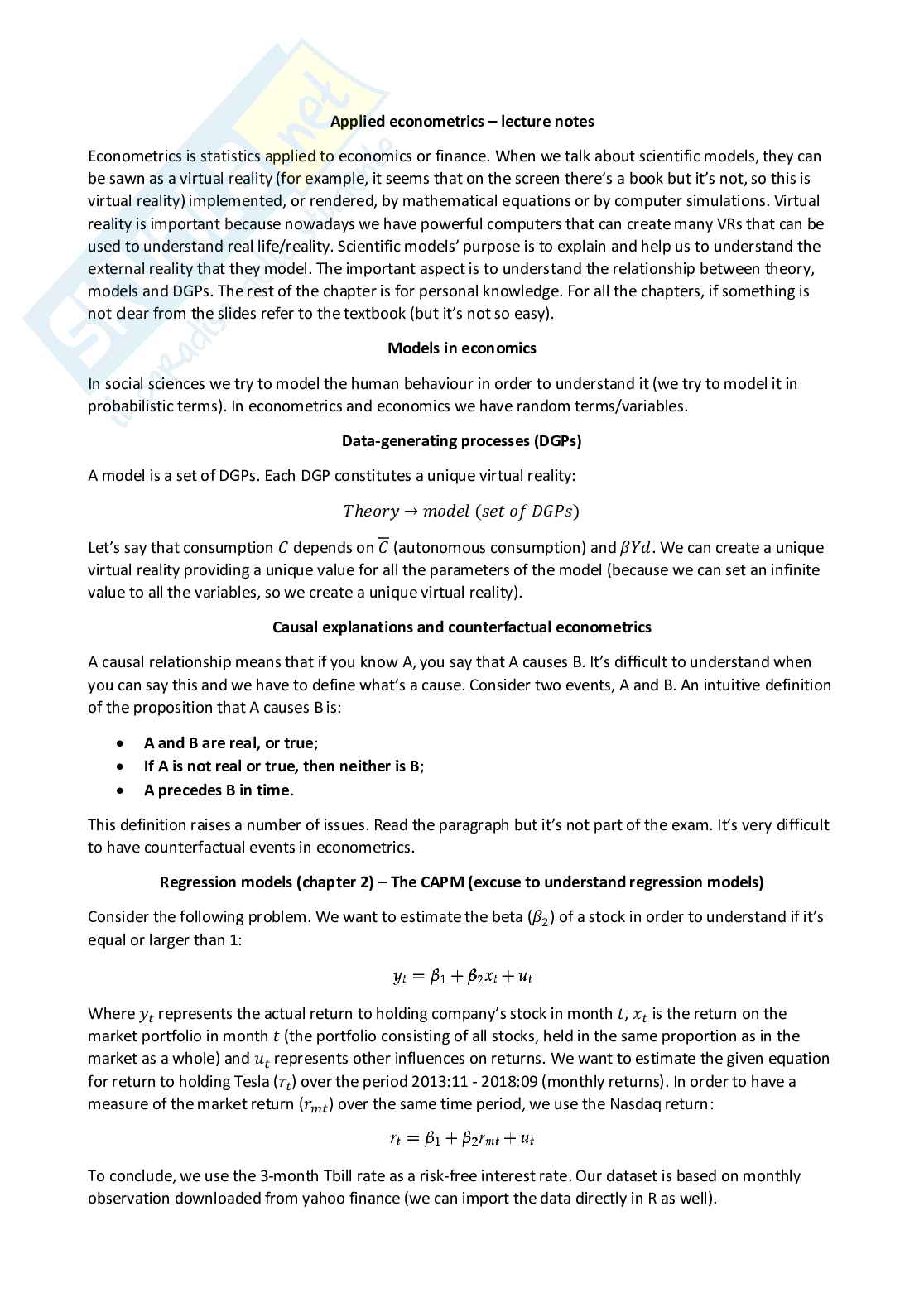 Applied econometrics - Appunti completi (ENG) Pag. 1