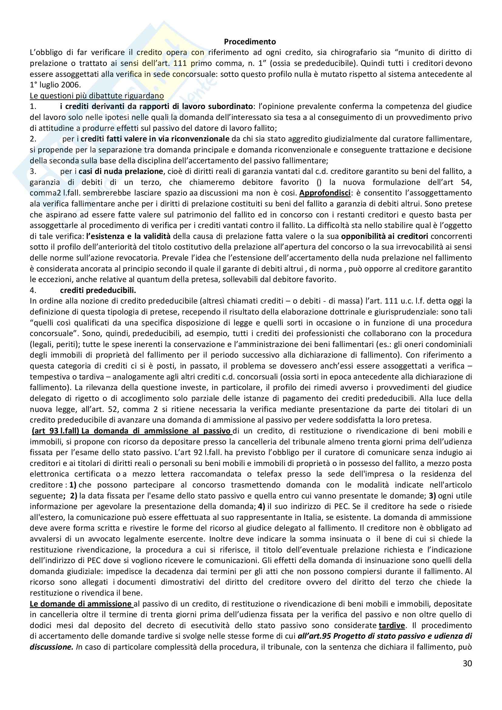 Riassunto esame Diritto Fallimentare, prof. Cesaroni, libro consigliato Lineamenti di diritto fallimentare, Censoni, Bonfatti Pag. 31