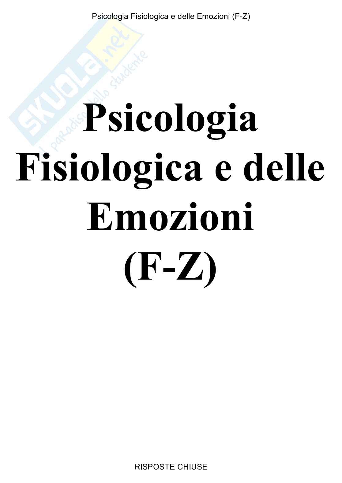 Psicologia fisiologica e delle emozioni - Paniere compilato Pag. 1