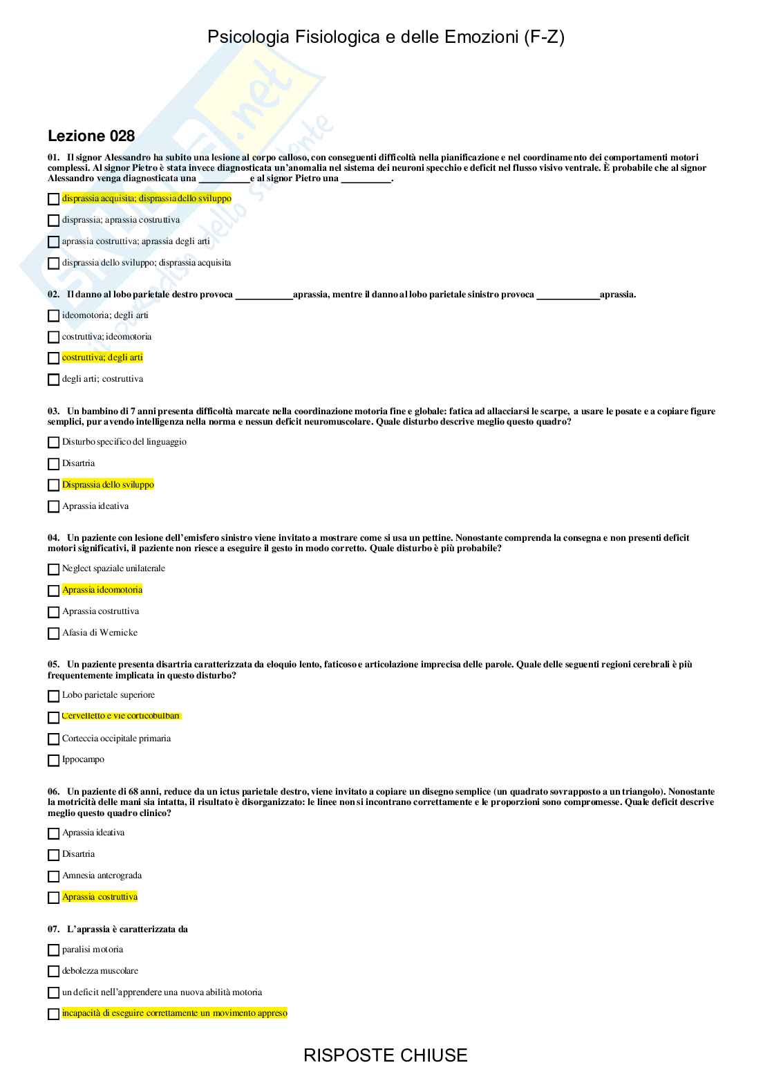 Psicologia fisiologica e delle emozioni - Paniere compilato Pag. 36