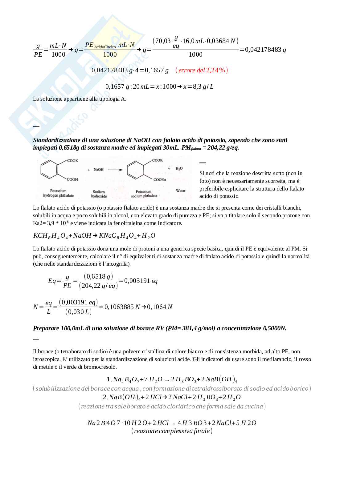 Esercizi di Laboratorio di Analisi dei medicinali 1 Pag. 6