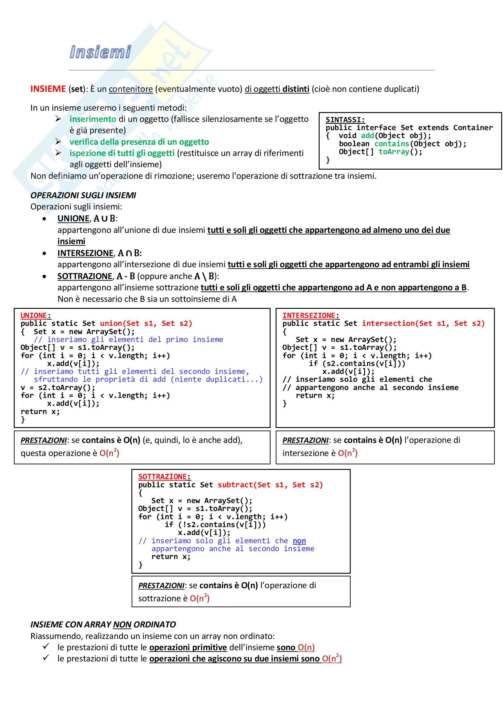 Informatica I - gli insiemi e le operazioni con gli insiemi Pag. 1