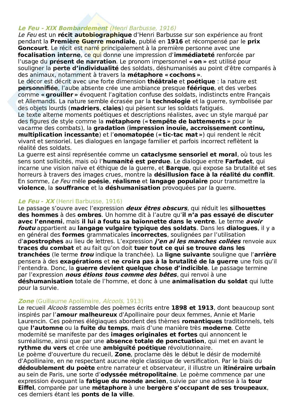 Appunti esercitazioni Letteratura francese  Pag. 1