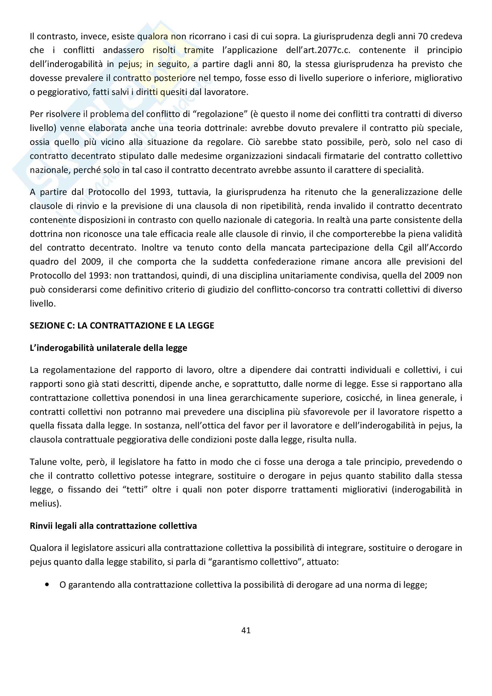 Riassunto esame Diritto del Lavoro, prof. Ghera, libro consigliato Diritto Sindacale, Giugni Pag. 41