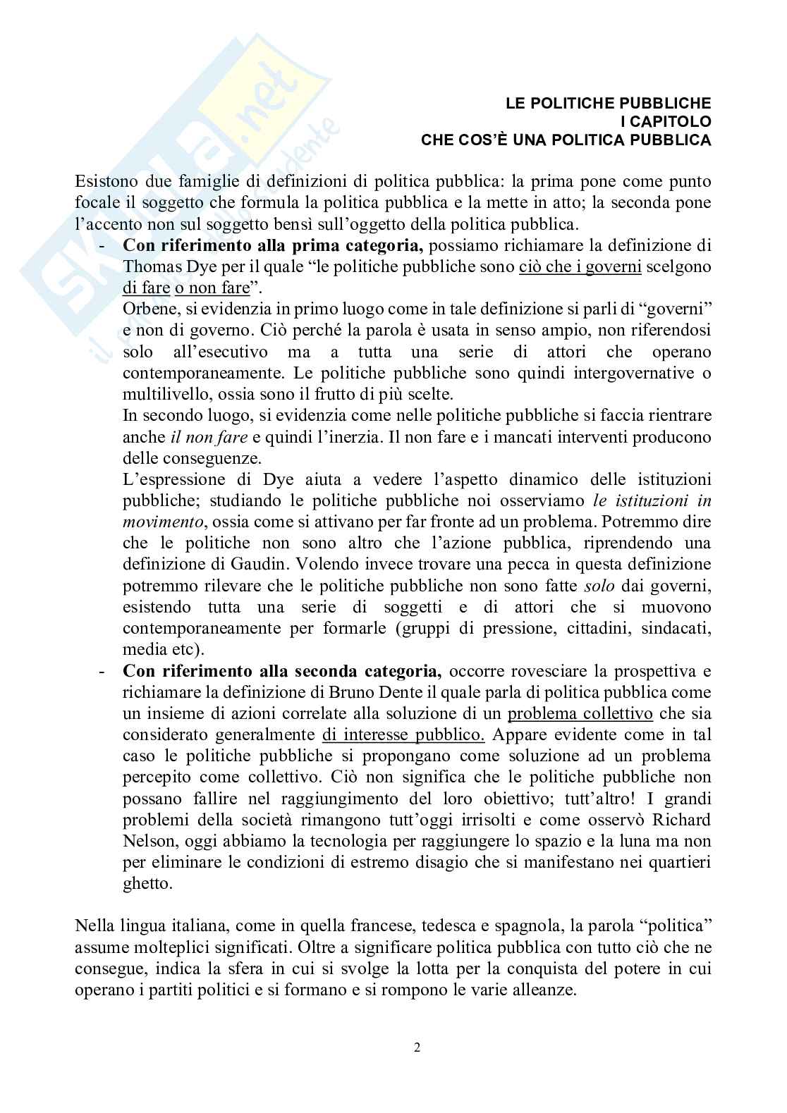 Riassunto esame Analisi delle politiche pubbliche, Prof. Cusumano Eugenio, libro consigliato Le politiche pubbliche, Luigi Bobbio, Gianfranco Pomatto, Stefania Ravazzi Pag. 2