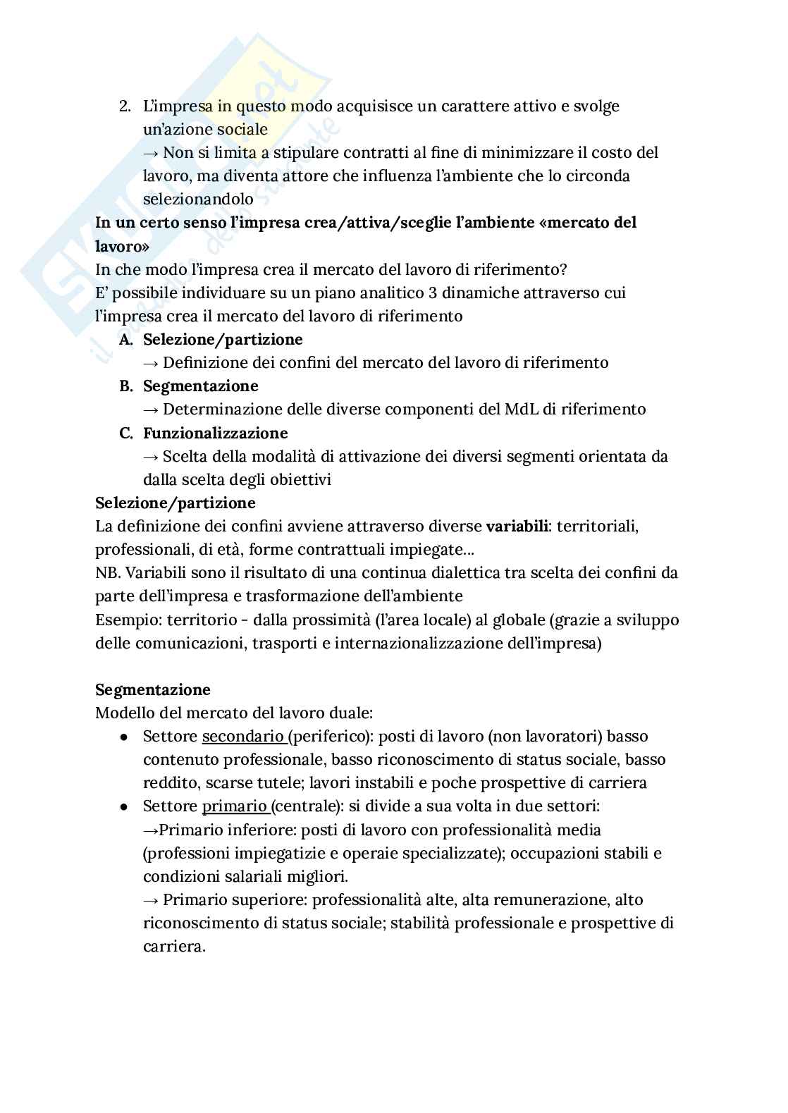 Appunti di Sociologia del lavoro e dell’organizzazione Pag. 66