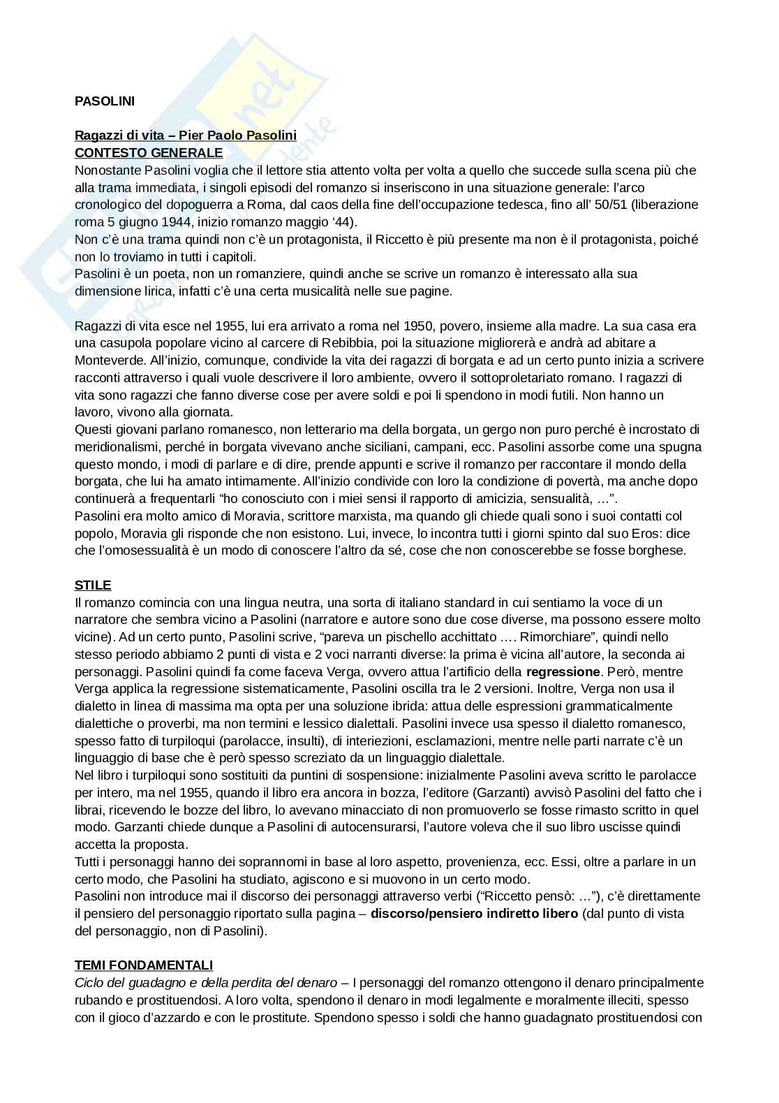 Appunti Letteratura italiana contemporanea, 42 pagine Pag. 1