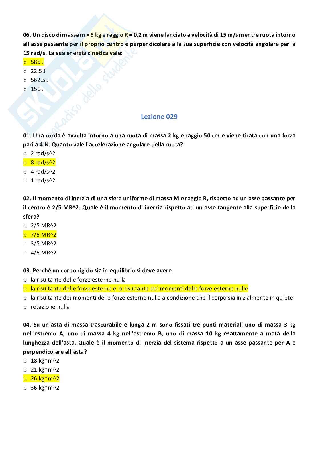 Paniere con risposte chiuse di fisica Pag. 61