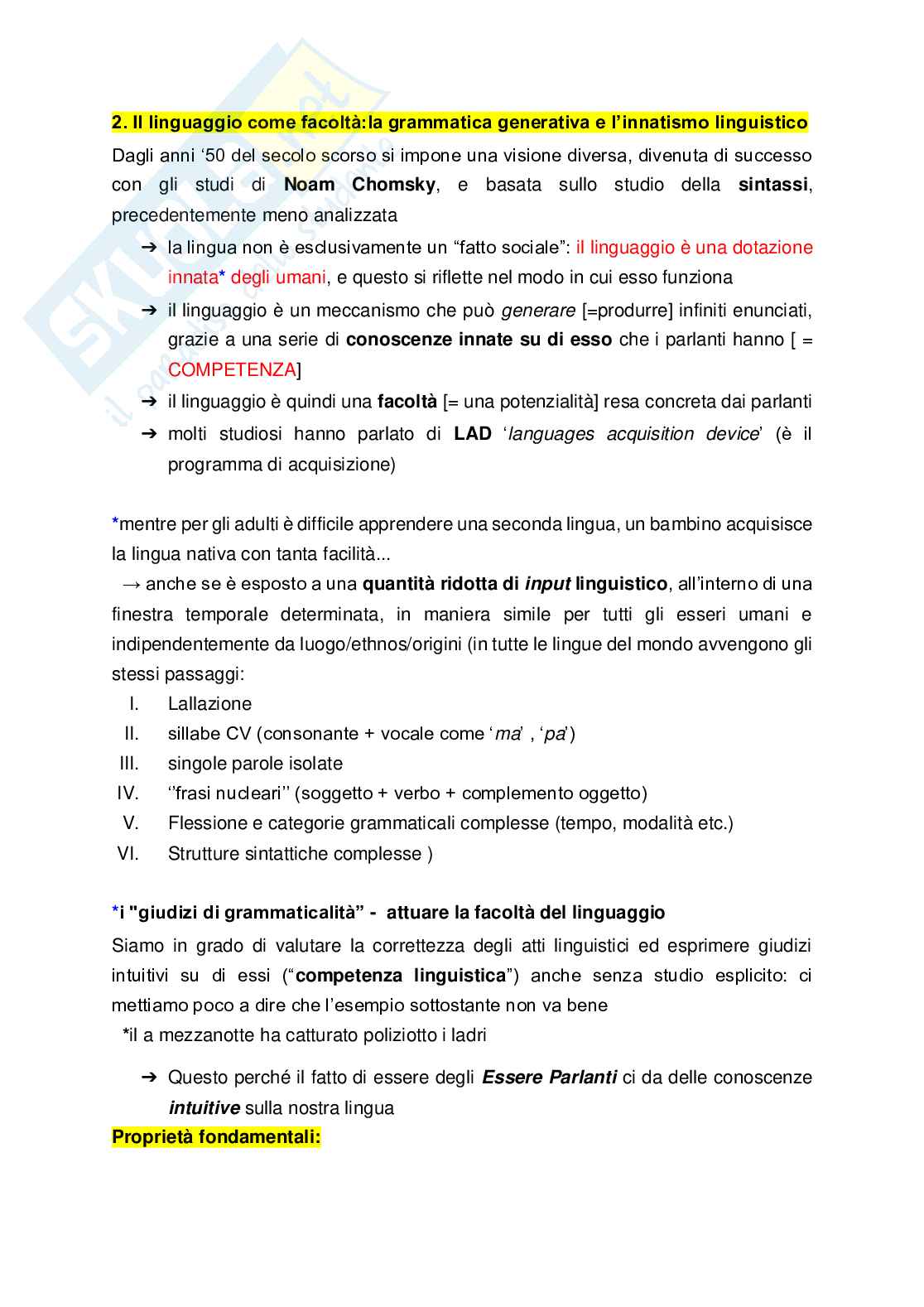 Riassunto esame Istituzioni di linguistica, Prof. Bertocci Davide, libro consigliato Le lingue e il linguaggio, Graffi, Scalise Pag. 11