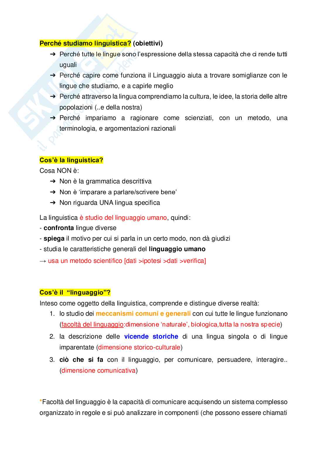 Riassunto esame Istituzioni di linguistica, Prof. Bertocci Davide, libro consigliato Le lingue e il linguaggio, Graffi, Scalise Pag. 2