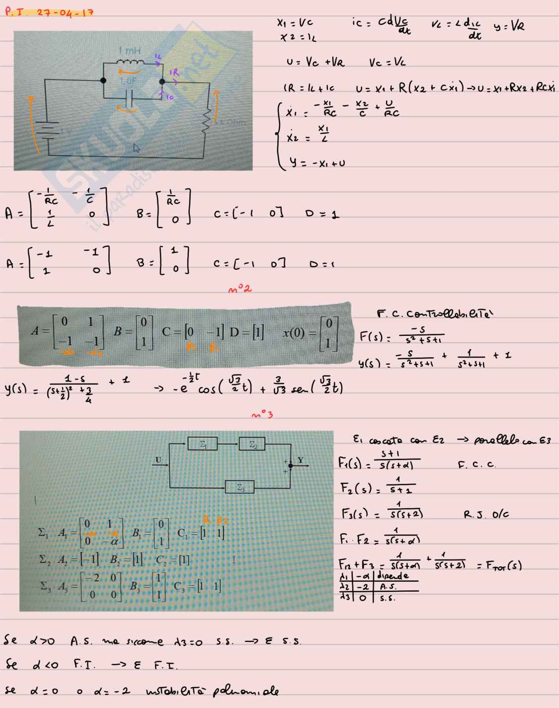Compiti d'esame svolti Teoria dei sistemi - Parte 1 Pag. 2