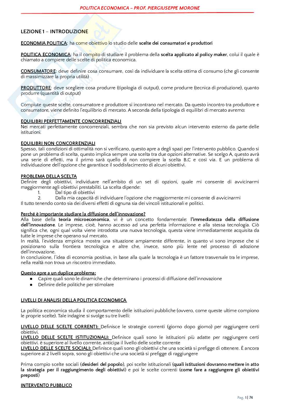 Politica economica  Pag. 1