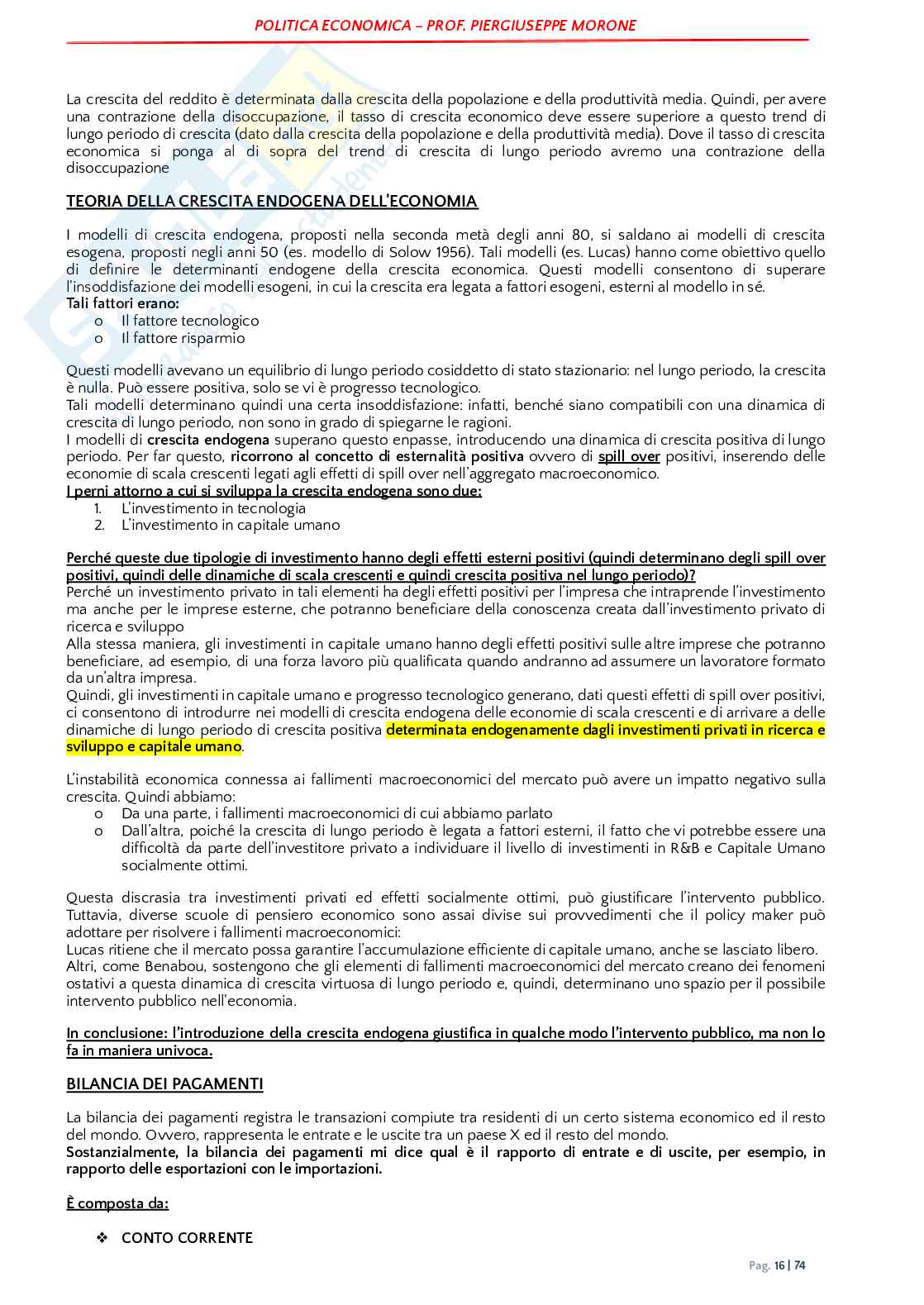 Politica economica  Pag. 16