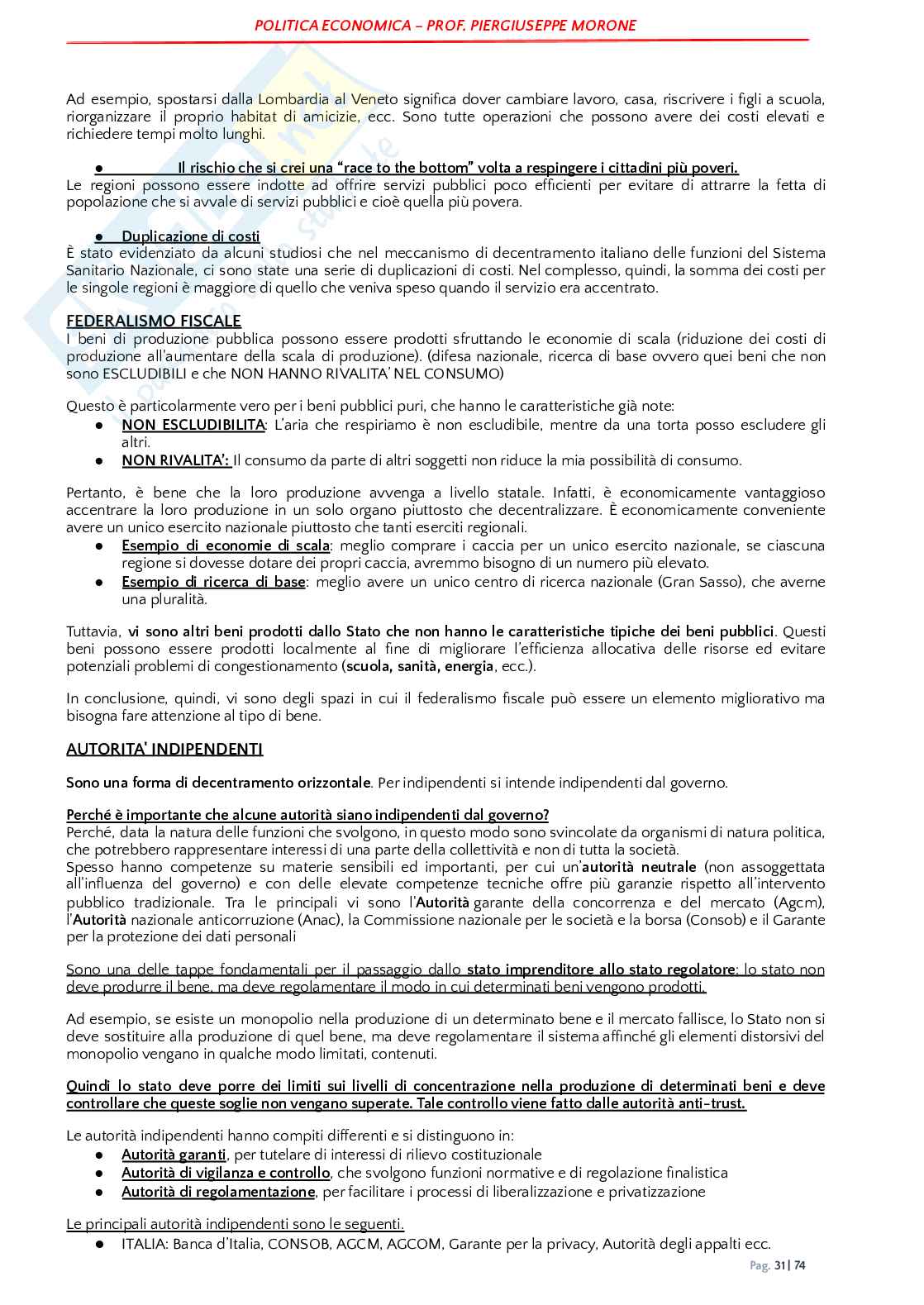 Politica economica  Pag. 31