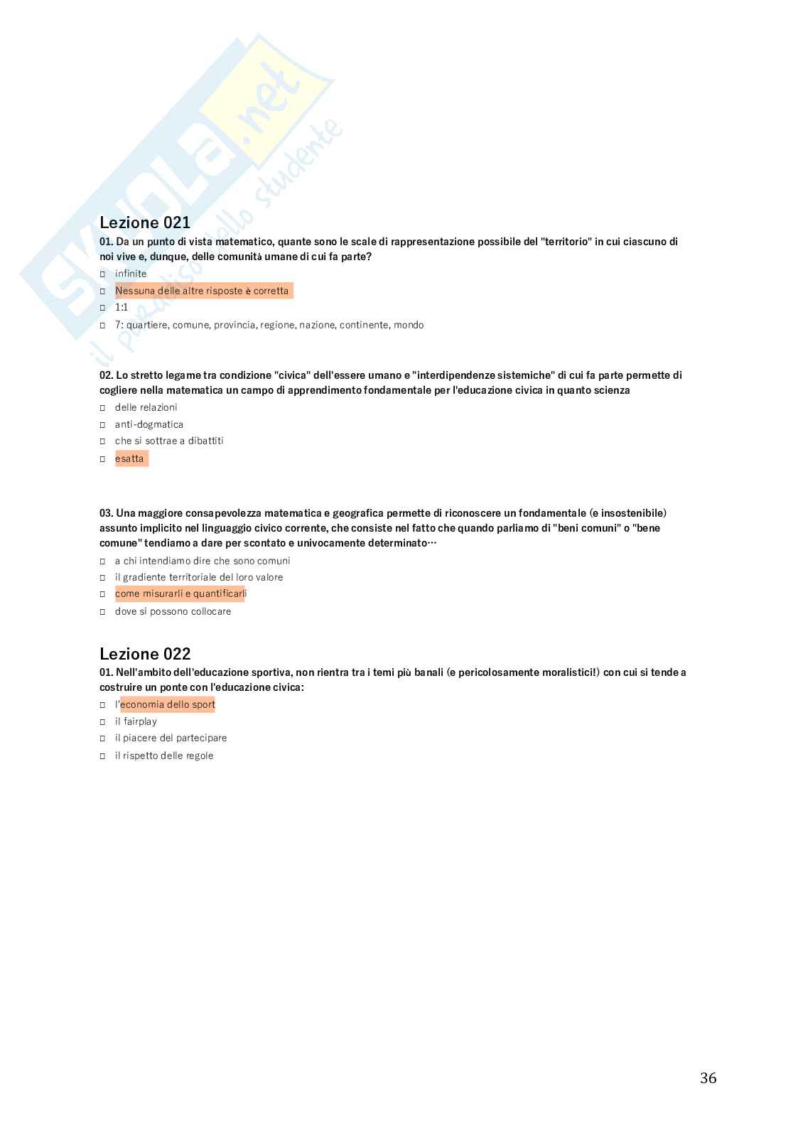 Risposte master inglese Didattica dell'insegnamento con la metodologia clil aggiornate 2025 Pag. 36