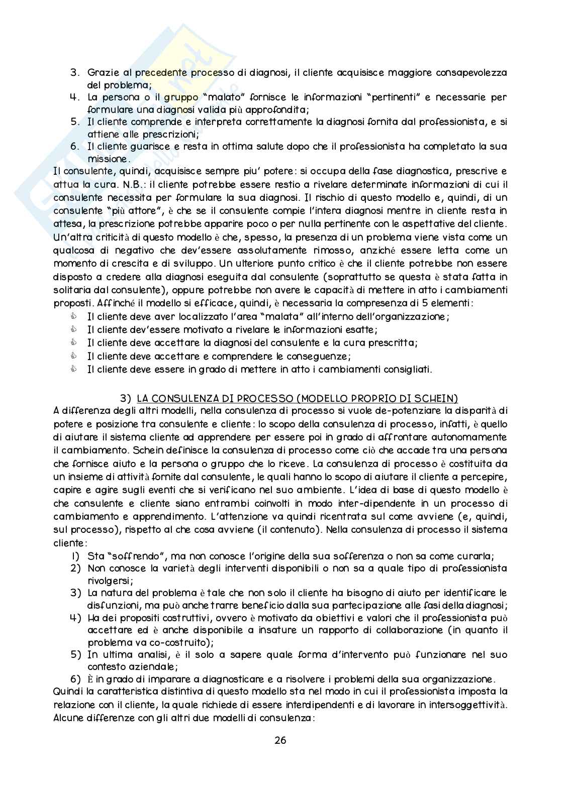 Riassunto esame Interventi psicologici per le organizzazioni, Prof. Galuppo Laura, libro consigliato La consulenza di processo. Progettare un intervento psicologico , Schein, Berti Pag. 26